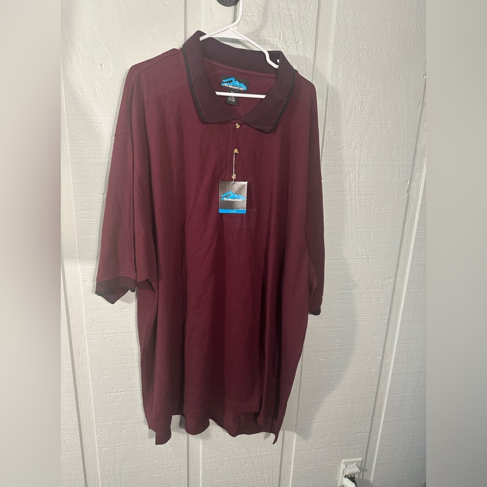 Tri-Mountain Men’s Maroon Polo Short Sleeve Shirt Size 5XL NWT